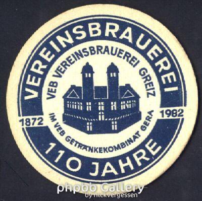 bierdeckel 110 jahre vereinsbrauerei greiz