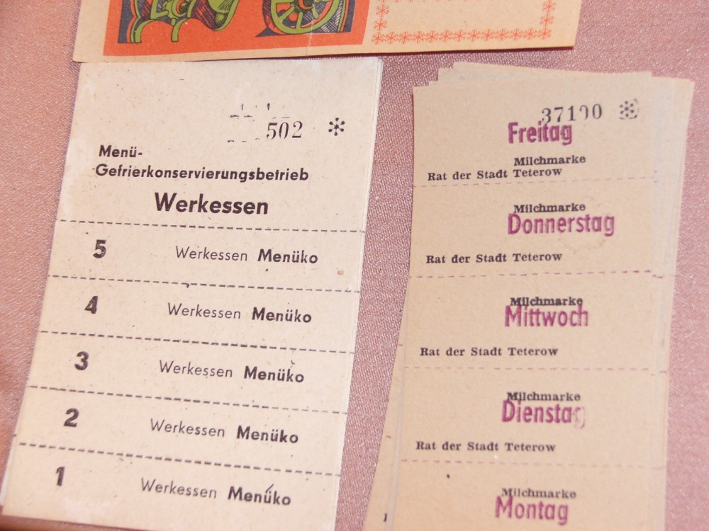 Essen- und Milchmarke für Werk- und Schulspeisung