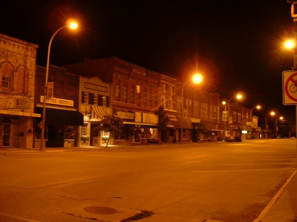 Strassenszene spaetnachts, Iowa