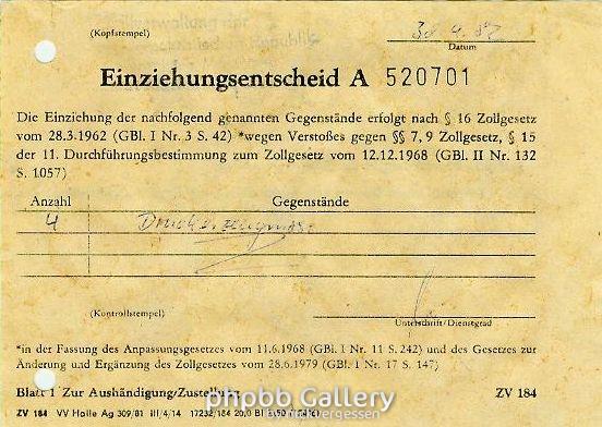 Einziehung Druckerzeugnisse