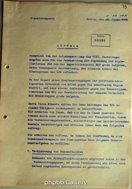 MfS Einsatzbefehl Grenze 1973 1