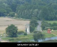 Beobachtungsturm Lenzen an der Elbe von der anderen Seite der Elbe